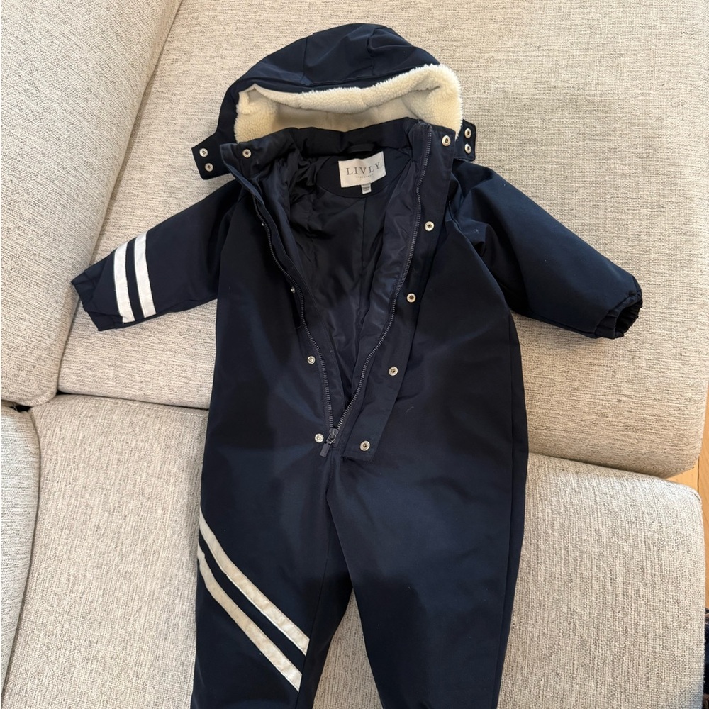 LIVLY Navy Hooded Baby Snow Suit with Reflective Stripes